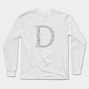 Henna Alphabet D / Henna Letter D - Black Henna Line Art Long Sleeve T-Shirt